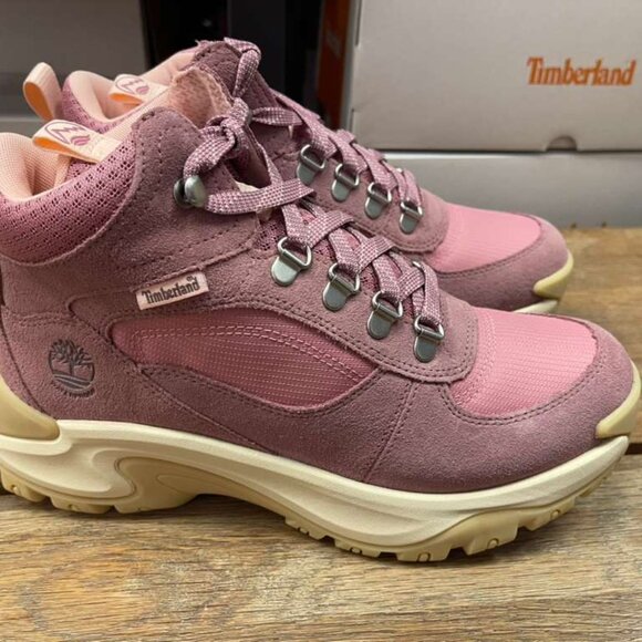 TIMBERLAND WOMEN'S MT MADDSEN PEAK MD LACE WATERPROOF BOOT PINK SUEDE  A41Q8-A1D - Picture 7 of 9